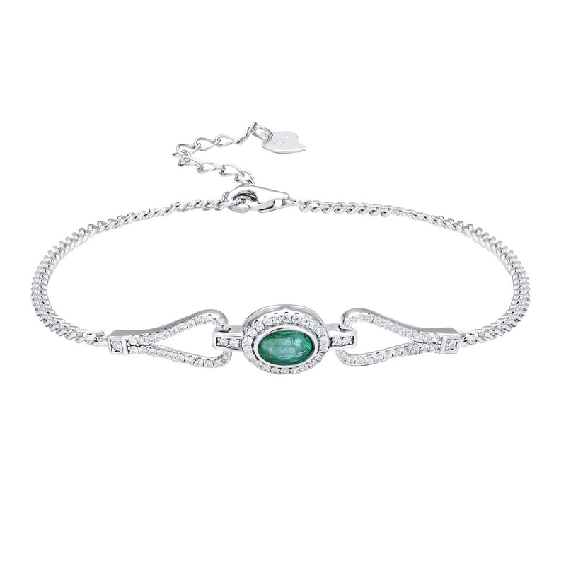 Fashion S925 Silver Emerald Bracelet With Synthetic Zirconia