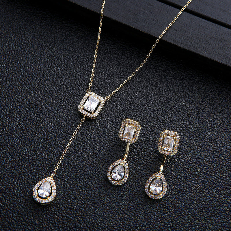 925 Silver Needle European Style Fashionable Exquisite Micro Inlaid Zircon Water Drop Necklace