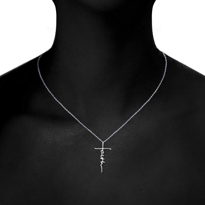 925 Sterling Silver Faith Cross Pendant Necklace