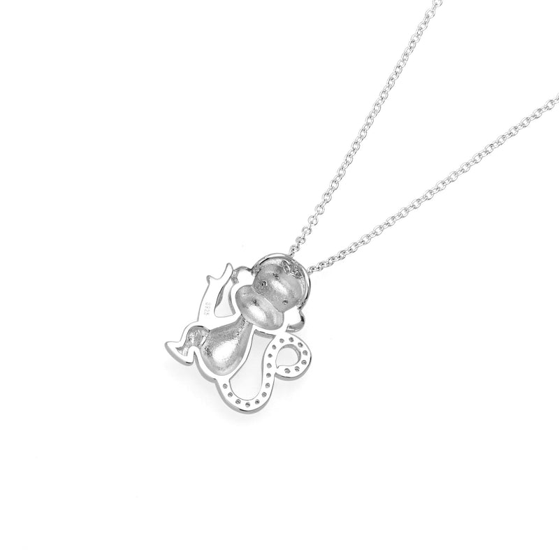 Monkey Eating Banana Pendant 925 Silver Necklace