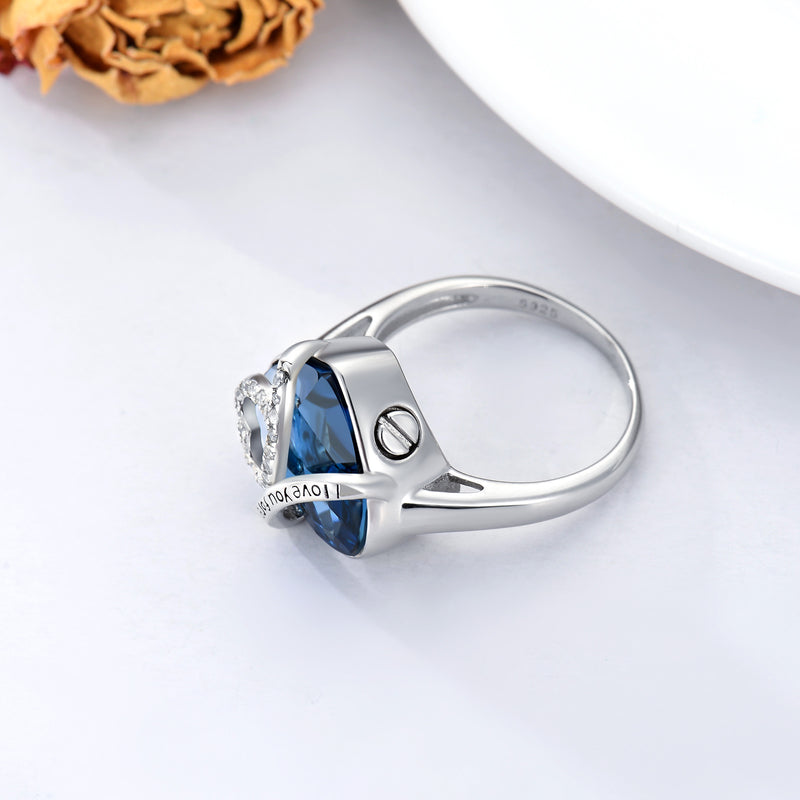 ✨ Heart Urn Ring with Austrian Crystal 💎 - White Gold-Plated Silver