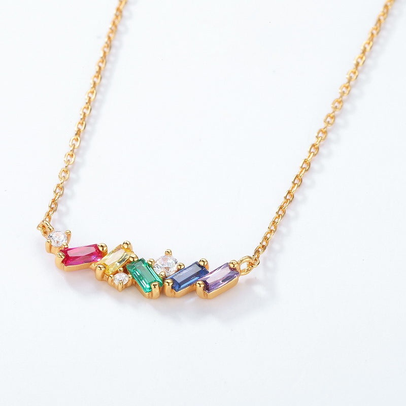 Light Luxury Rainbow Candy 925 Silver Necklace