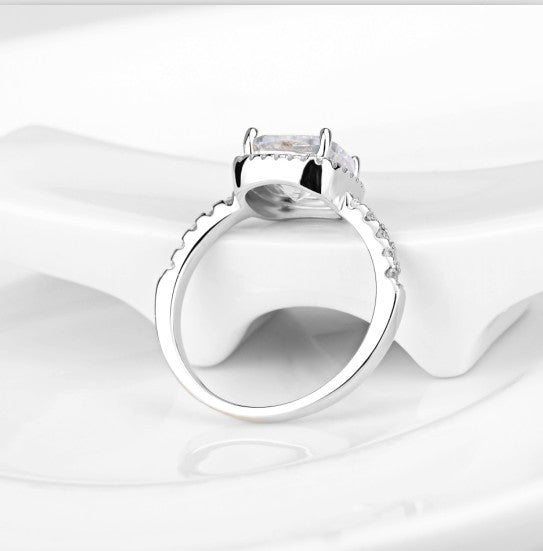 💎✨ Modern Chic: 925 Sterling Silver Square Diamond Ring ✨💎