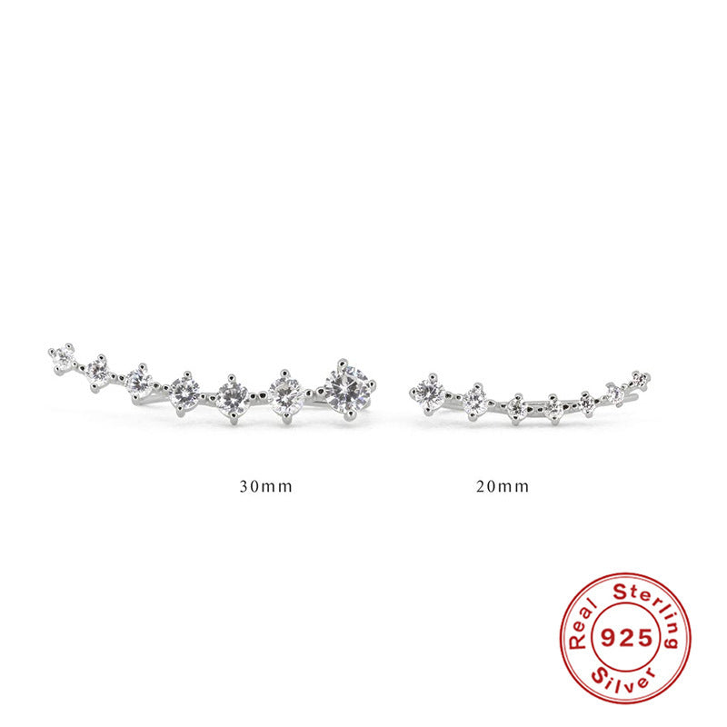 ✨ Single Row Earring with 7 Shiny Stones 💎 - Silver Design