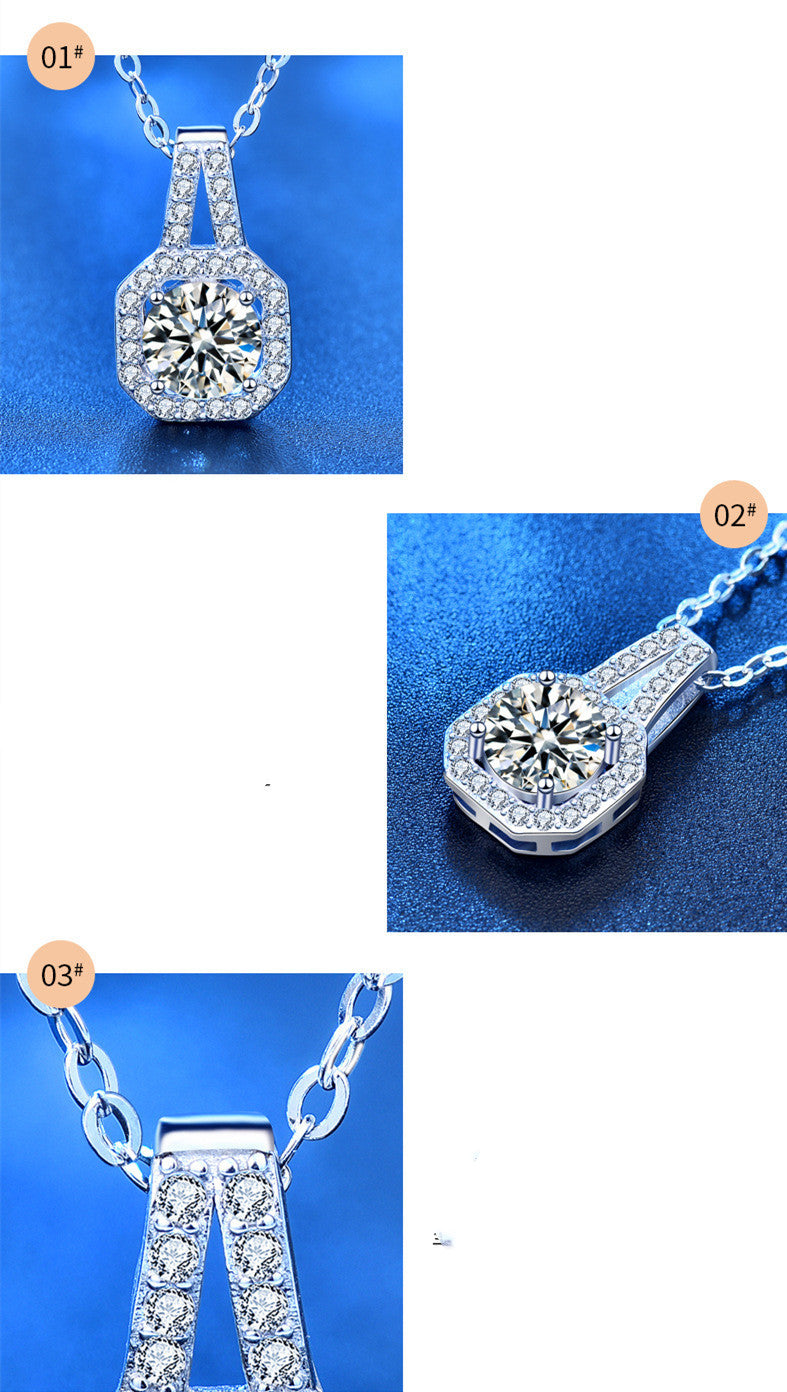 ✨ Necklace with Dazzling Moissanite 💎 - Elegant Women's Silver Design 👑