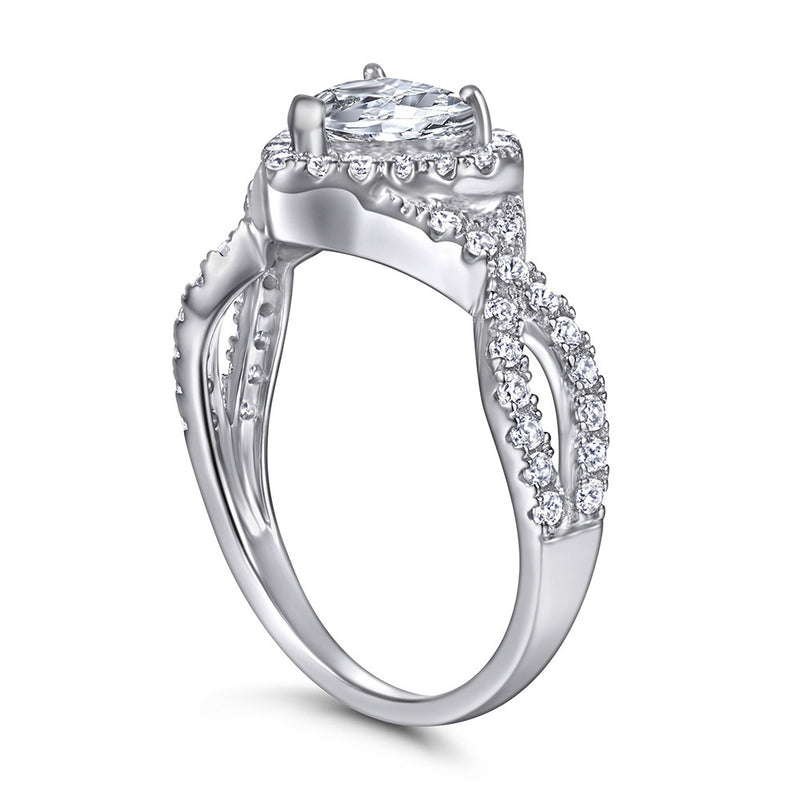 Cubic Zirconia Wedding Ring - Silver Design