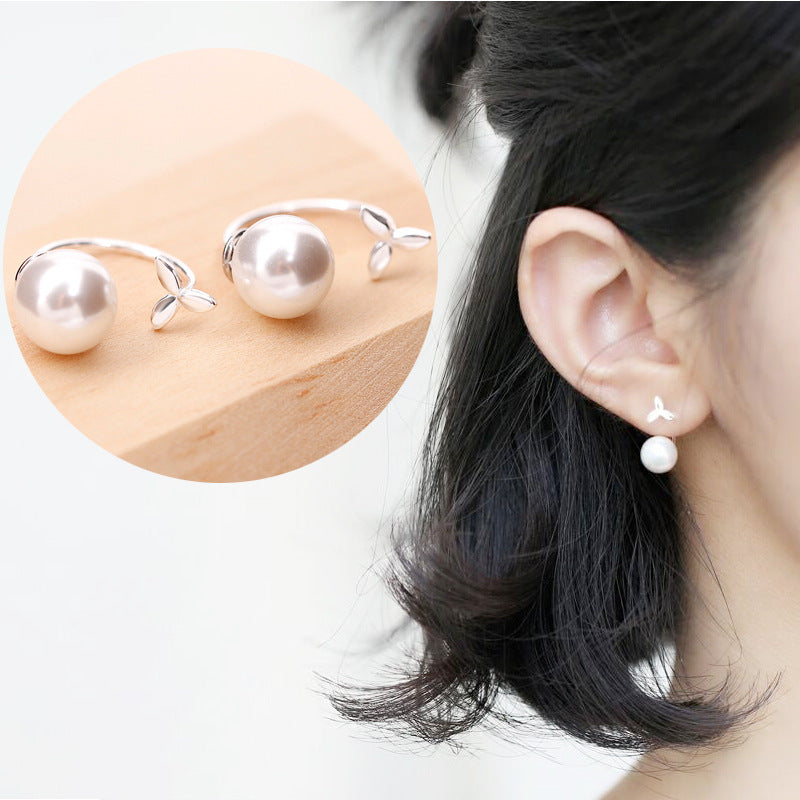 925 Sterling Silver Fashion Grass-Shape Earstud Earring