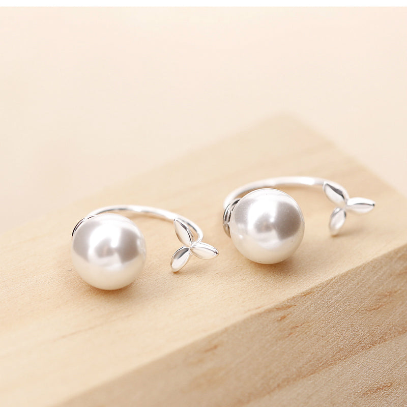 925 Sterling Silver Fashion Grass-Shape Earstud Earring