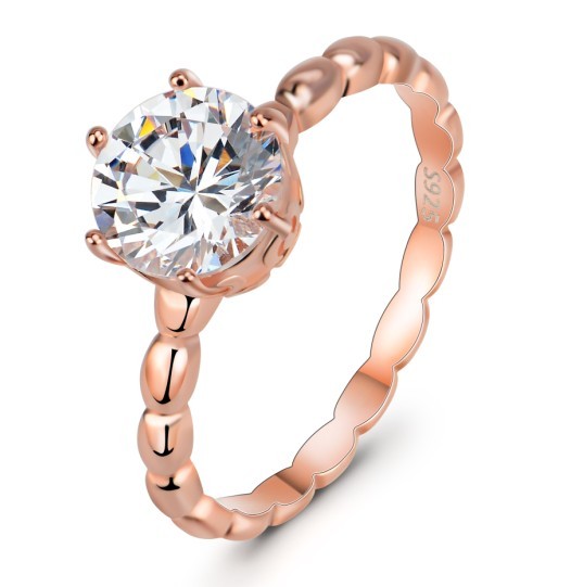 🌹✨ Blush Elegance: 925 Silver & Rose Gold Diamond Ring ✨🌹