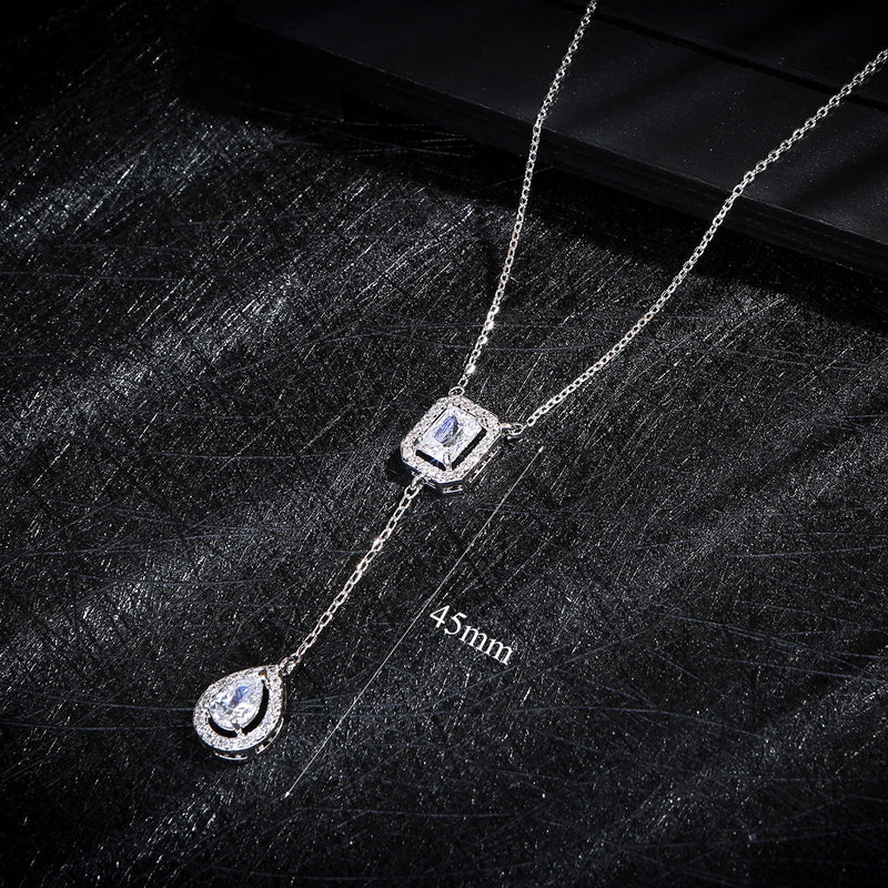 925 Silver Needle European Style Fashionable Exquisite Micro Inlaid Zircon Water Drop Necklace