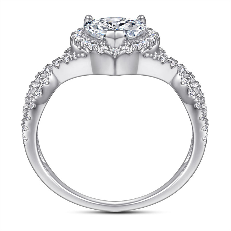 Cubic Zirconia Wedding Ring - Silver Design