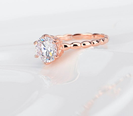 🌹✨ Blush Elegance: 925 Silver & Rose Gold Diamond Ring ✨🌹