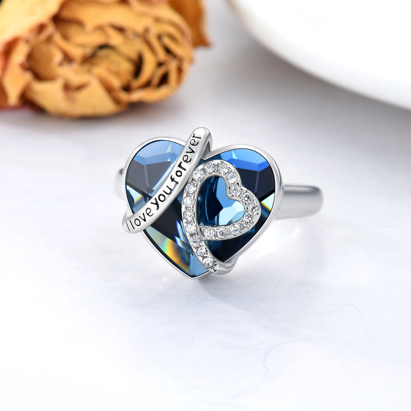 ✨ Heart Urn Ring with Austrian Crystal 💎 - White Gold-Plated Silver