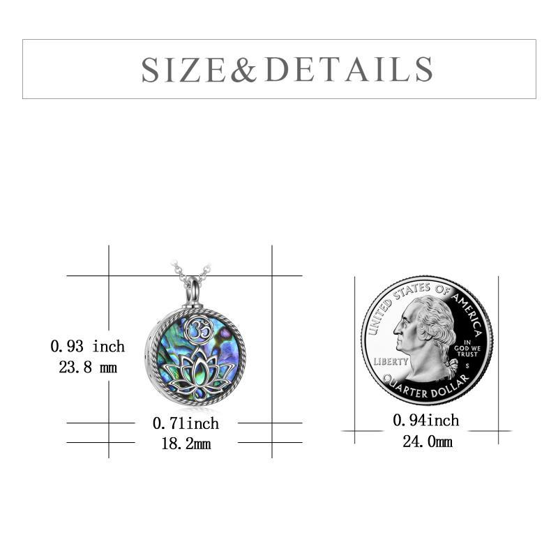 925 Sterling Silver Yoga Lotus Urn with Abalone Shell Memorial Cremation Necklace Jewelry