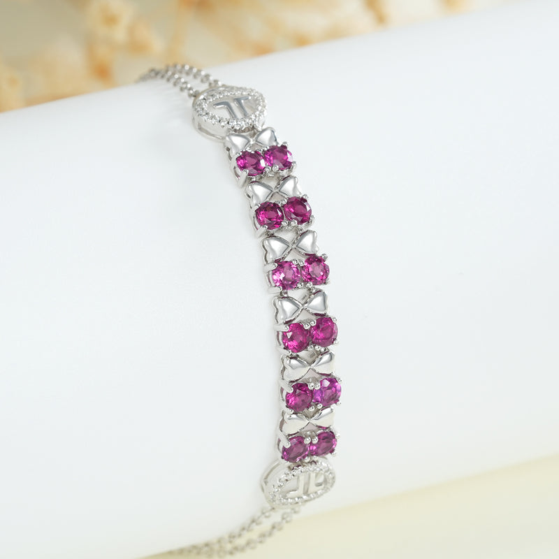 S925 Sterling Silver Purple Garnet Bracelet Women Fashion Zircon Light Luxury Jewelry