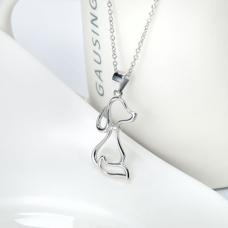 Ladies 925 Sterling Silver Jewelry Dog Necklace