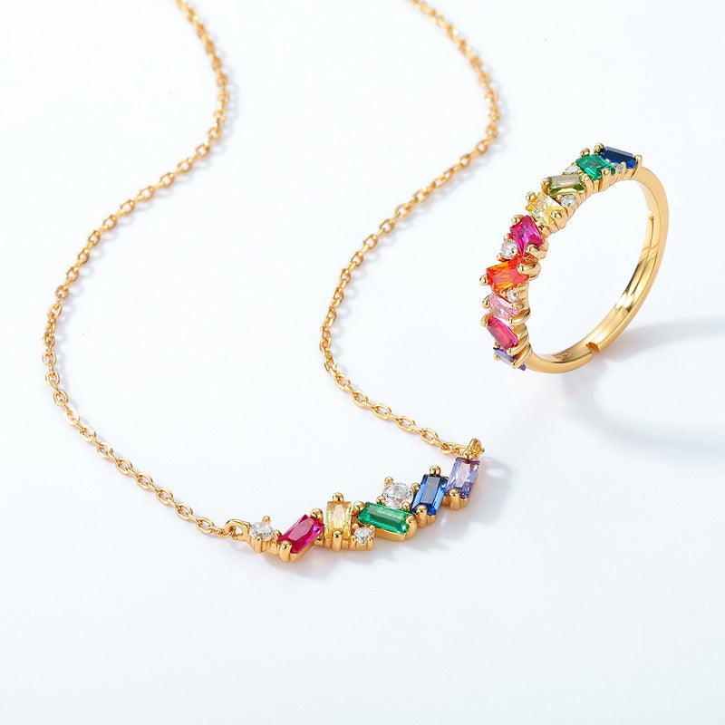 Light Luxury Rainbow Candy 925 Silver Necklace