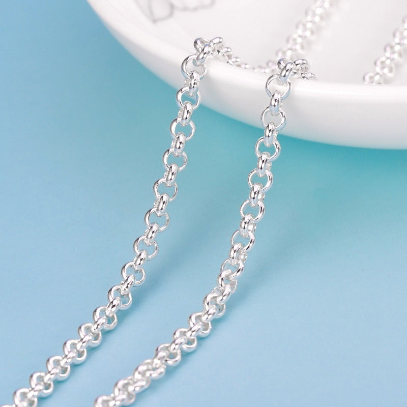 🌸✨ O-shaped Chain Sterling Silver Necklace Pearl Chain ✨🌸