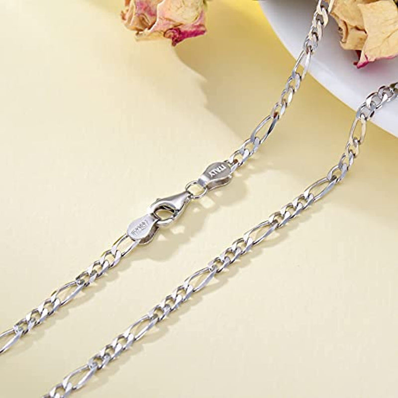 Figaro Link Chain in Sterling Silver Necklace