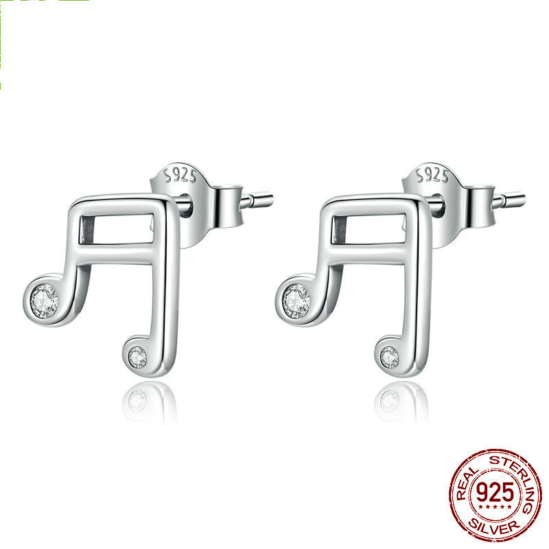 Mini Piano Note 925 Silver Stud Earrings