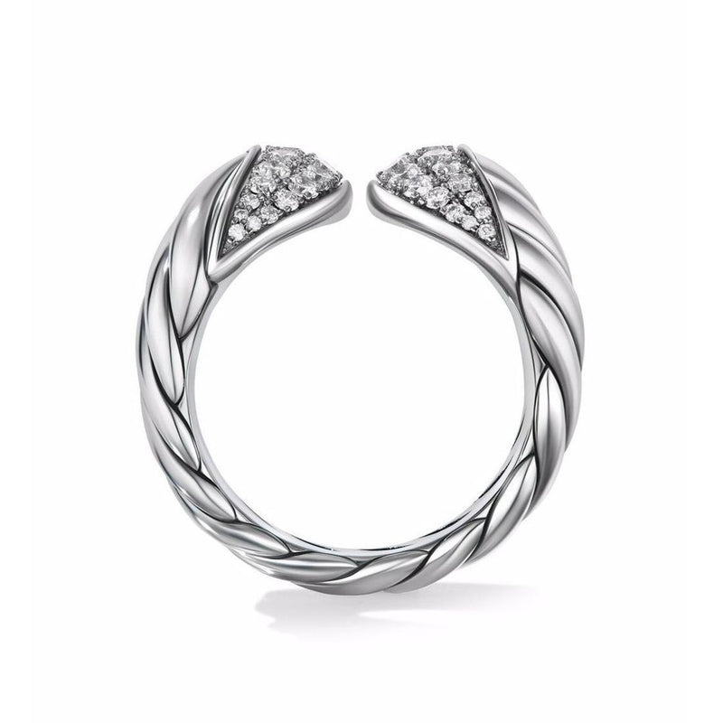 925 Sterling Silver Double-headed Snake Design Ring For Women