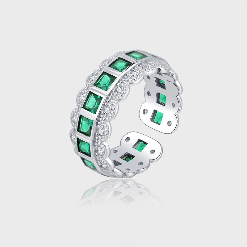 💚✨ Perfect Green Sparkle: Adjustable Sterling Silver Ring ✨💚