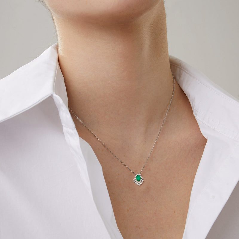 Light And Extravagant Necklace With Female Temperament And Versatility S925 Silver Emerald Pendant Opening Design