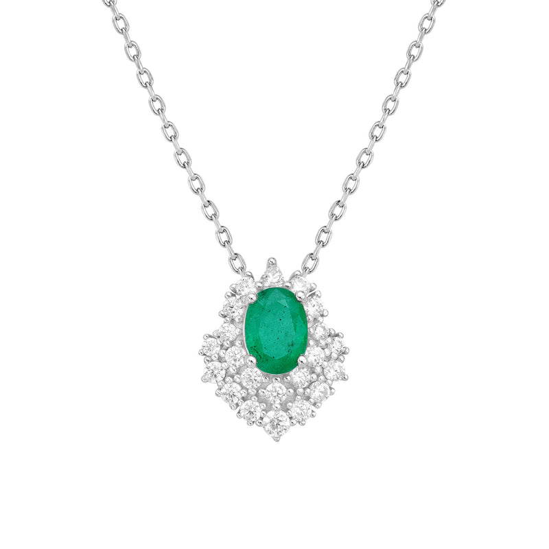 Light And Extravagant Necklace With Female Temperament And Versatility S925 Silver Emerald Pendant Opening Design